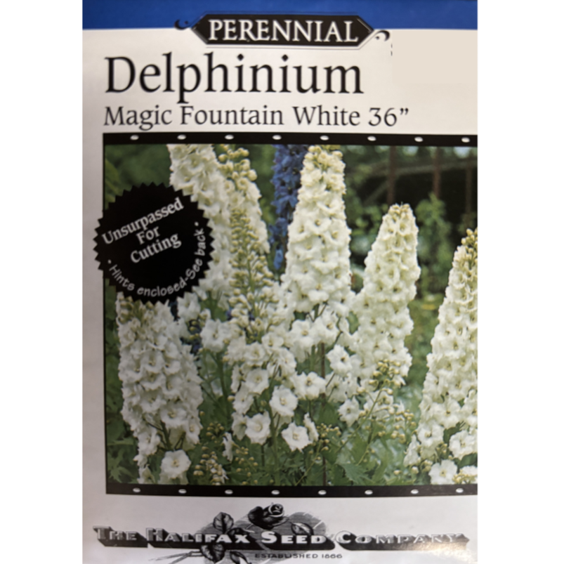 Halifax Seed Delphinium Magic Fountain White Pkg.