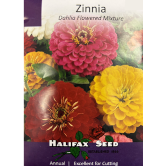 Halifax Seed Zinnia Dahlia Flowered Mixture Pkg.