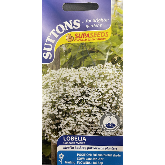 Suttons Seed Lobelia Cascade White Pkg.