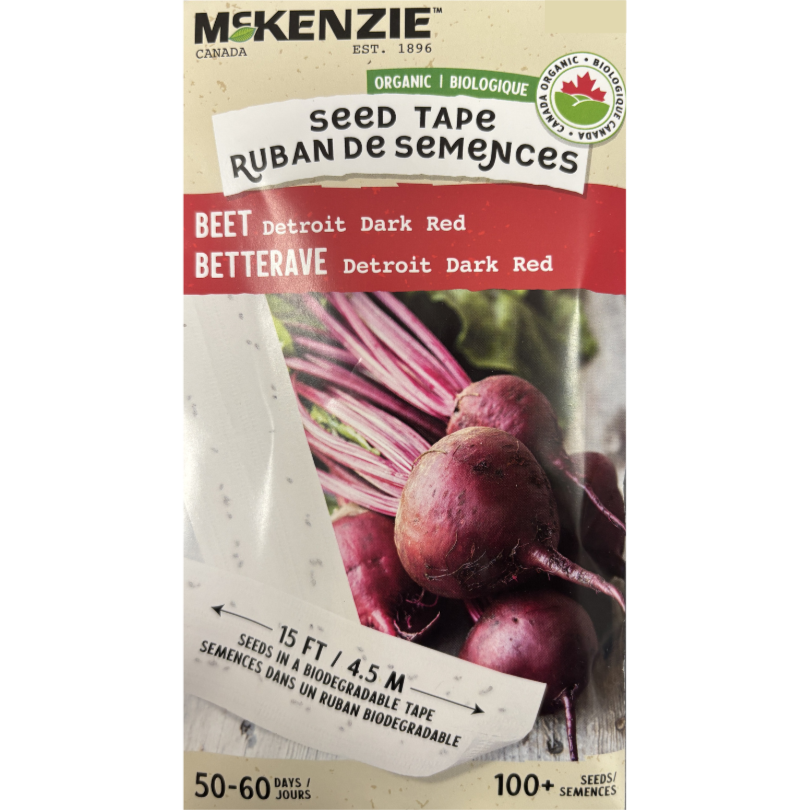 McKenzie Seed Tape Organic Beet Detroit Dark Red