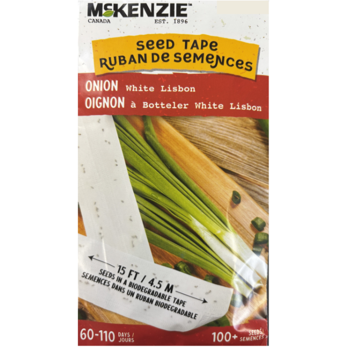 McKenzie Seed Tape Onion White Lisbon Pkg.