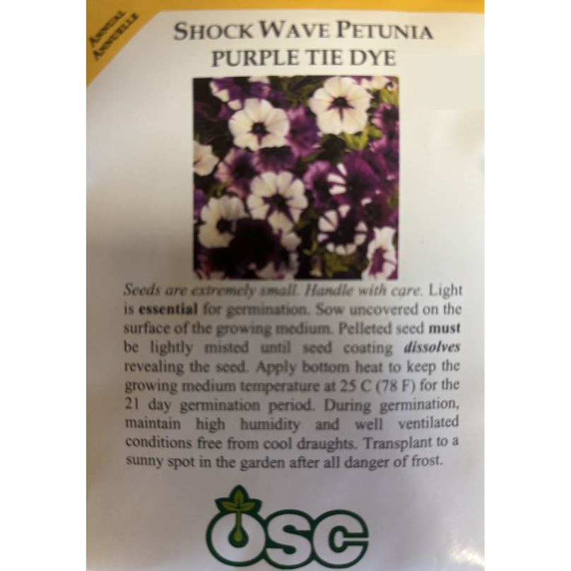 OSC Seeds Petunia Purple Tie Dye Shock Wave Pkg.