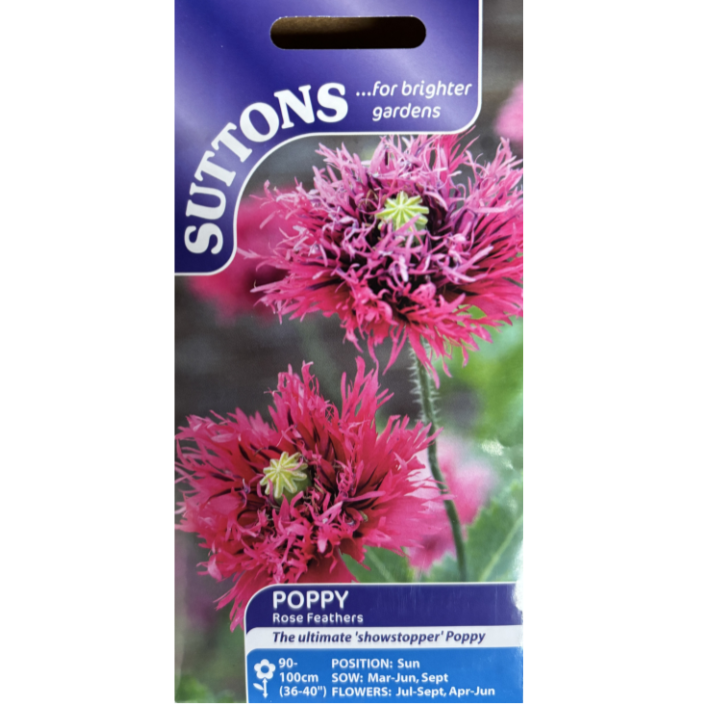 Suttons Seed Poppy Rose Feathers Pkg.