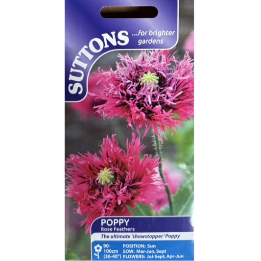 Suttons Seed Poppy Rose Feathers Pkg.