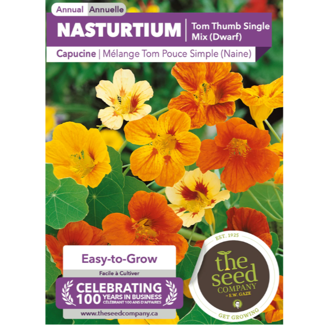 The Seed Company Nasturtium Tom Thumb Single Mix Dwarf Pkg.