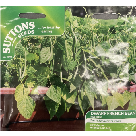 Suttons Seed Bean Dwarf French Mascotte Pkg.