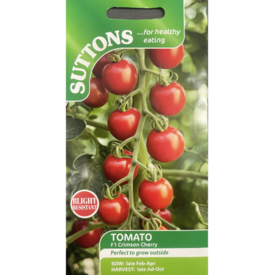 Suttons Seed Tomato F1 Crimson Cherry Pkg.