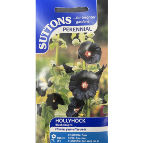 Suttons Seed Hollyhock Black Knight Pkg.