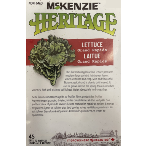 McKenzie Heritage Seed Lettuce Grand Rapids Pkg