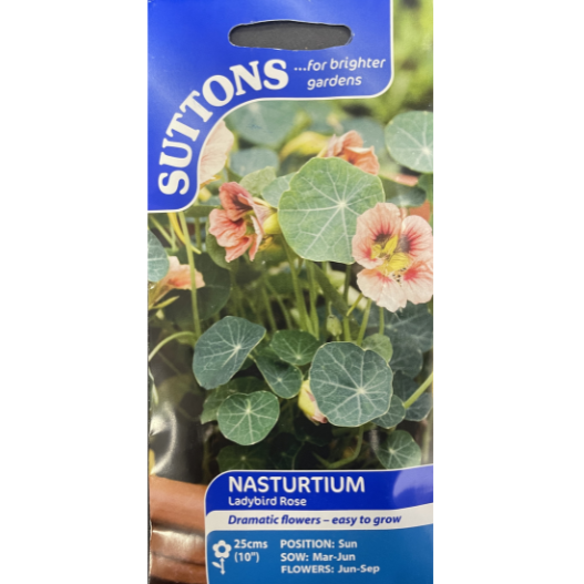 Suttons Seed Nasturtium Ladybird Rose Pkg.