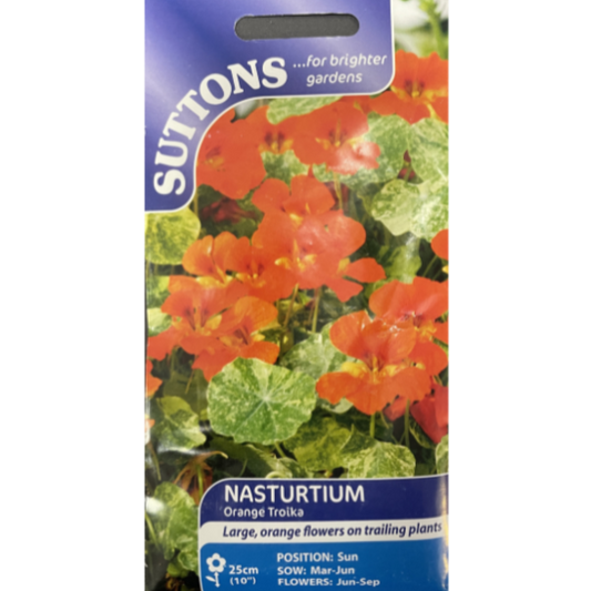 Suttons Seed Nasturtium Orange Troika Pkg.