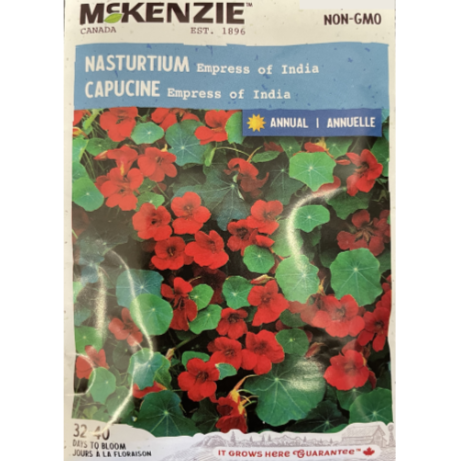 McKenzie Seed Nasturtium Empress of India Pkg.