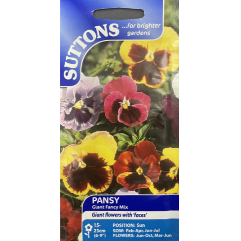 Suttons Seed Pansy Giant Fancy Mix Pkg.