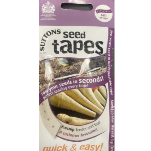 Suttons Seed Tape Parsnip Tender and True Pkg.