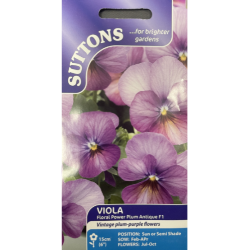 Suttons Seed Viola Floral Power Plum Antique F1 Pkg.