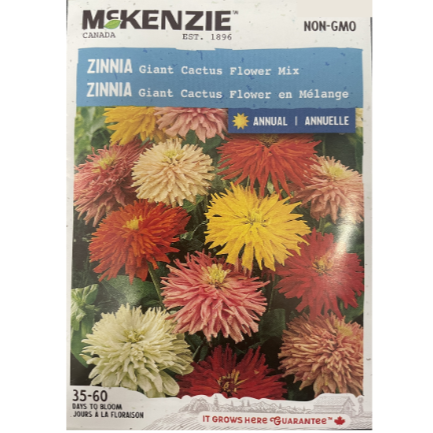 McKenzie Seed Zinnia Giant Cactus Flowered Mix Pkg.