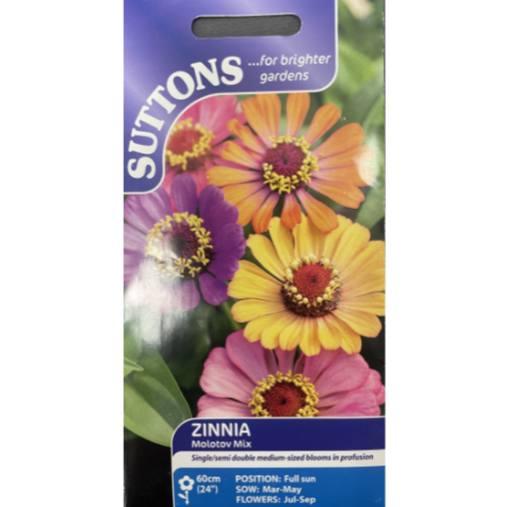 Suttons Seed Zinnia Molotov Mix Pkg.