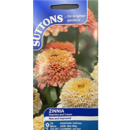 Suttons Seed Zinnia Peaches & Cream Pkg.