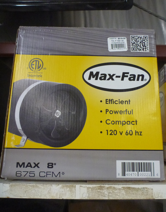 Fan - 8" Max Fan In Duct 675 CFM